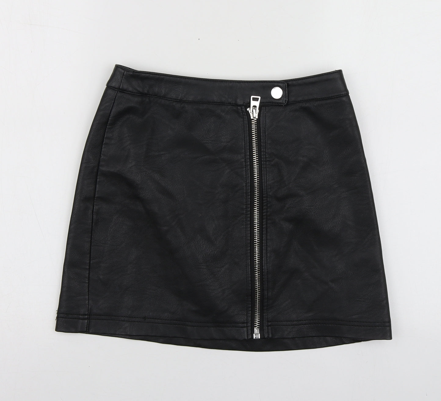 Topshop Womens Black Polyurethane Mini Skirt Size 8