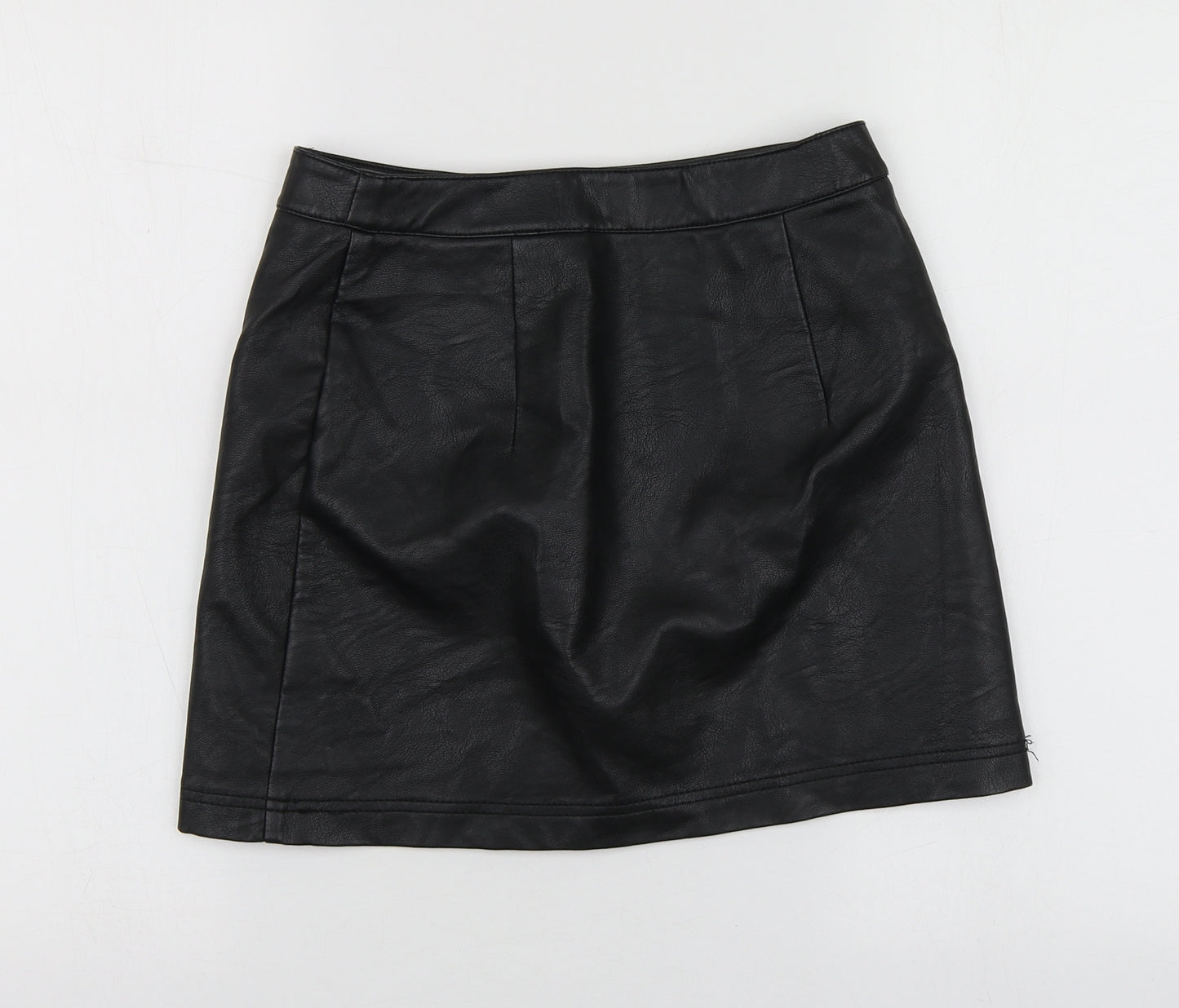 Topshop Womens Black Polyurethane Mini Skirt Size 8