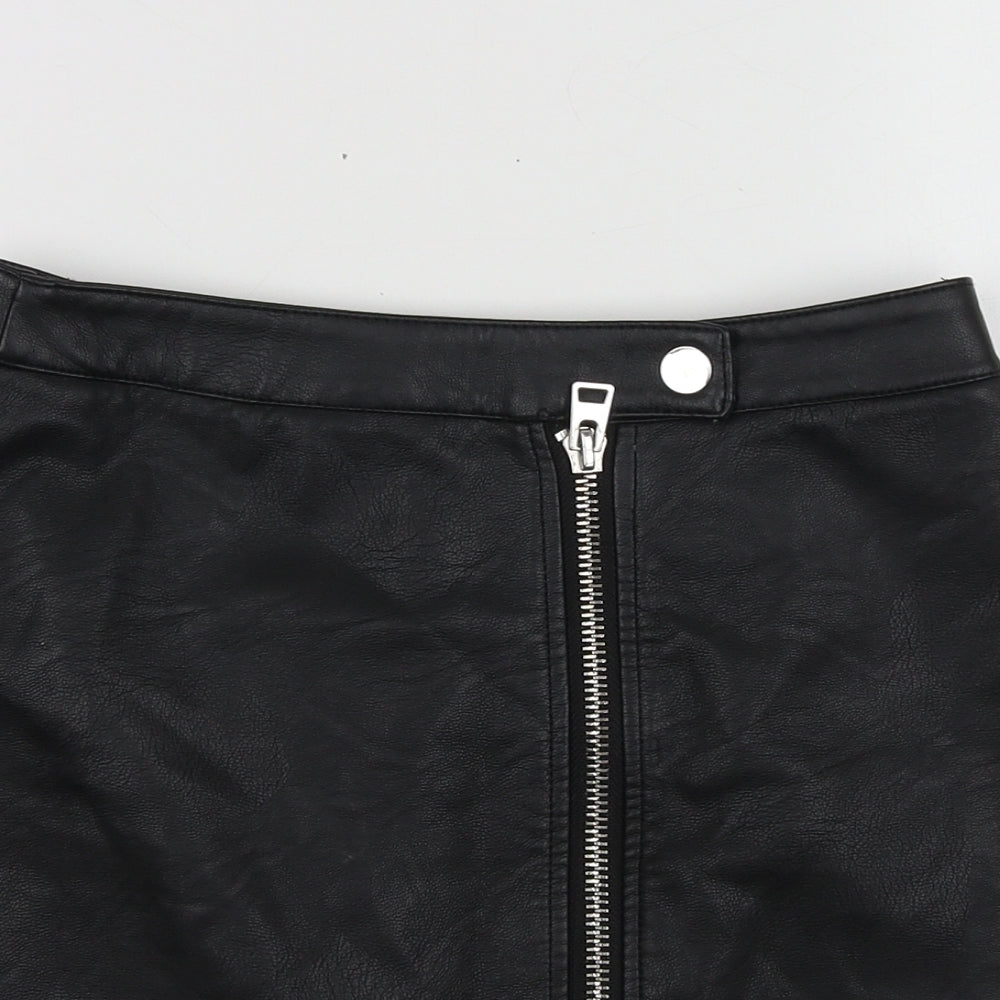 Topshop Womens Black Polyurethane Mini Skirt Size 8