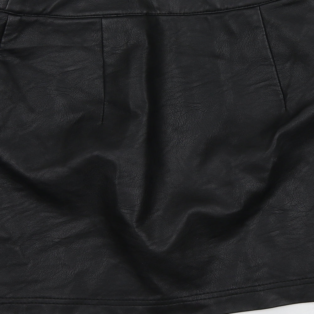 Topshop Womens Black Polyurethane Mini Skirt Size 8