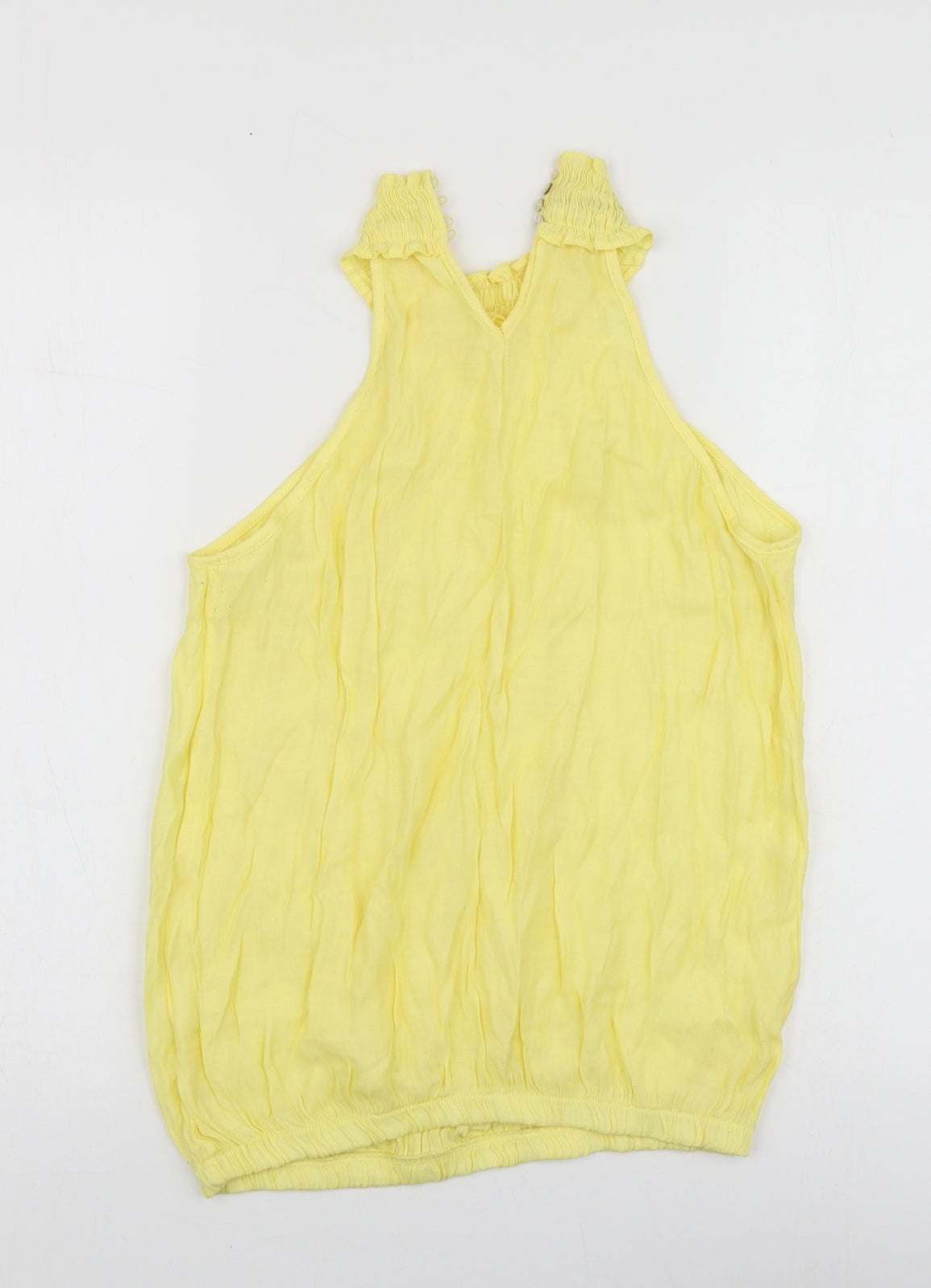 Zara Womens Yellow  Cotton Basic T-Shirt Size S Halter