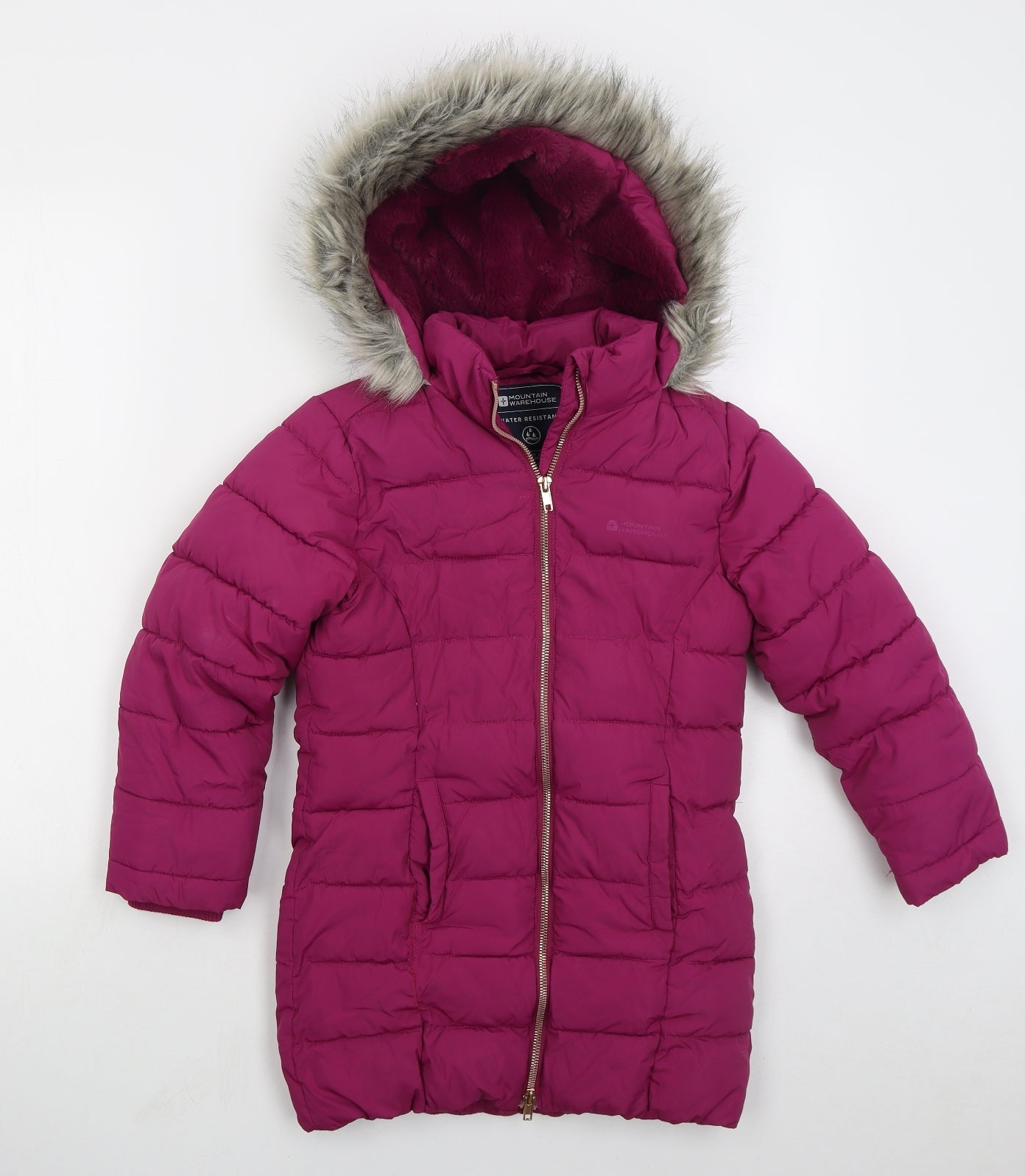 Mountain Warehouse Girls Pink   Basic Coat Coat Size 7-8 Years  Zip
