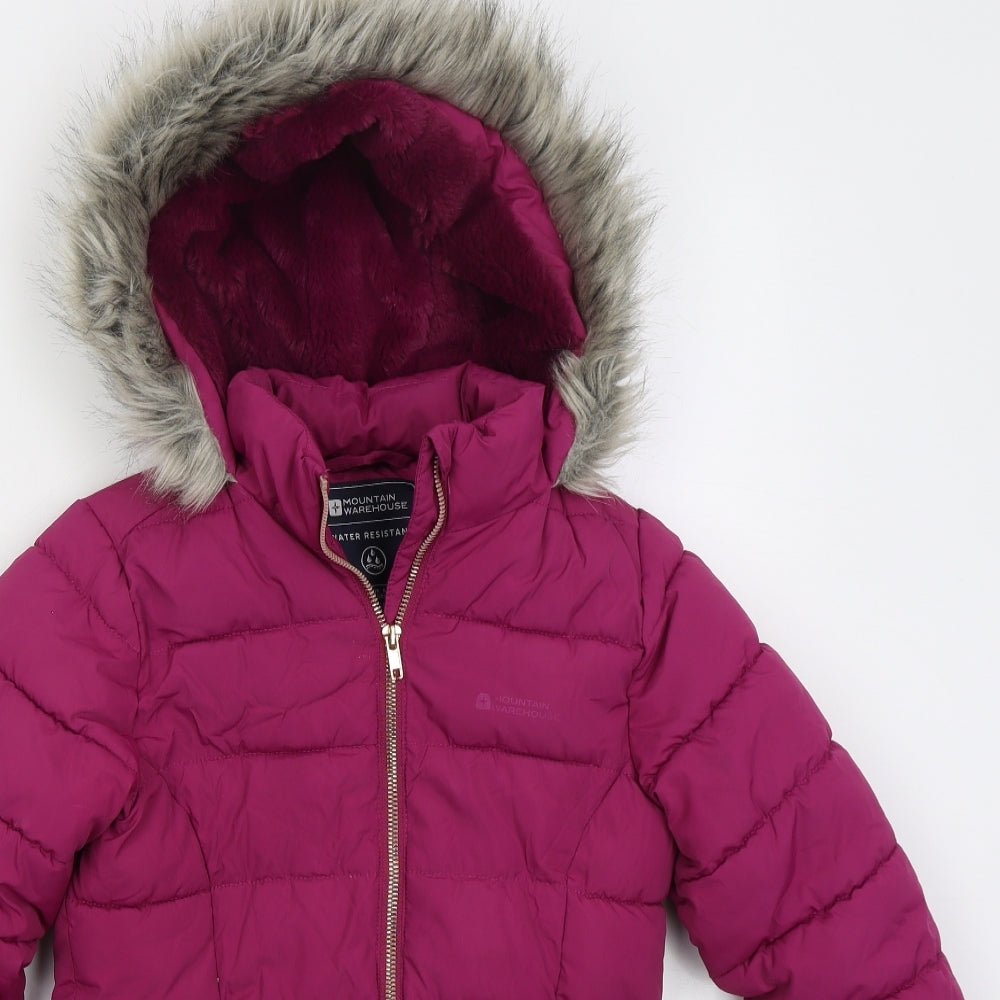 Mountain Warehouse Girls Pink   Basic Coat Coat Size 7-8 Years  Zip