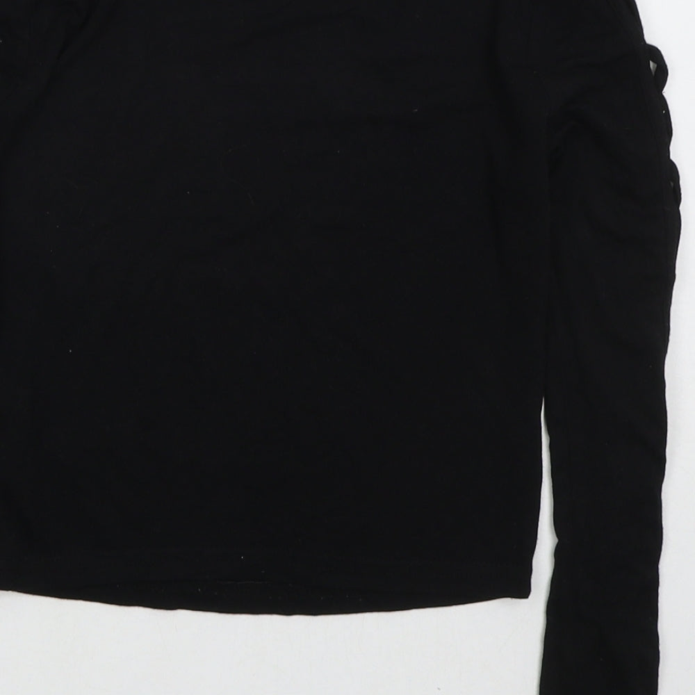 New Look Girls Black  Viscose Basic T-Shirt Size 12-13 Years Crew Neck Pullover