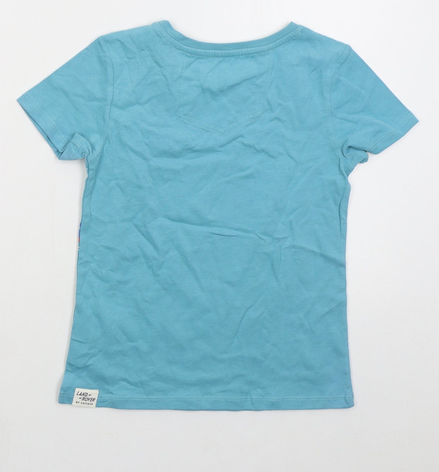 Fat Face Boys Blue  Cotton Basic T-Shirt Size 8-9 Years Crew Neck Pullover - Land Rover