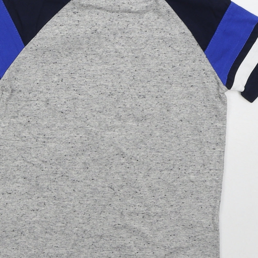 NEXT Boys Grey Striped Cotton Basic T-Shirt Size 4 Years Crew Neck Pullover