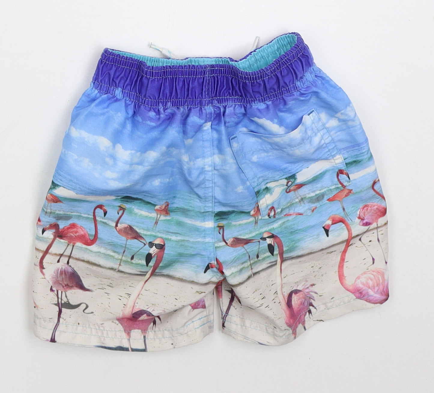 Primark Boys Blue  Polyester Bermuda Shorts Size 2-3 Years  Regular Drawstring - Flamingo Swim Shorts