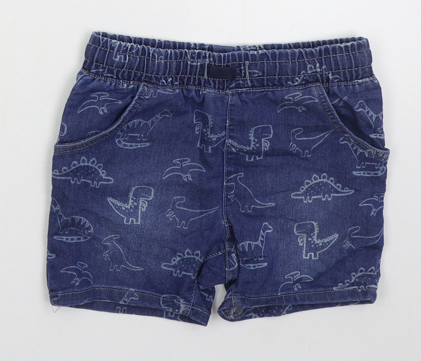 Matalan Boys Blue  Cotton Bermuda Shorts Size 4-5 Years  Regular Drawstring - Dinosaurs