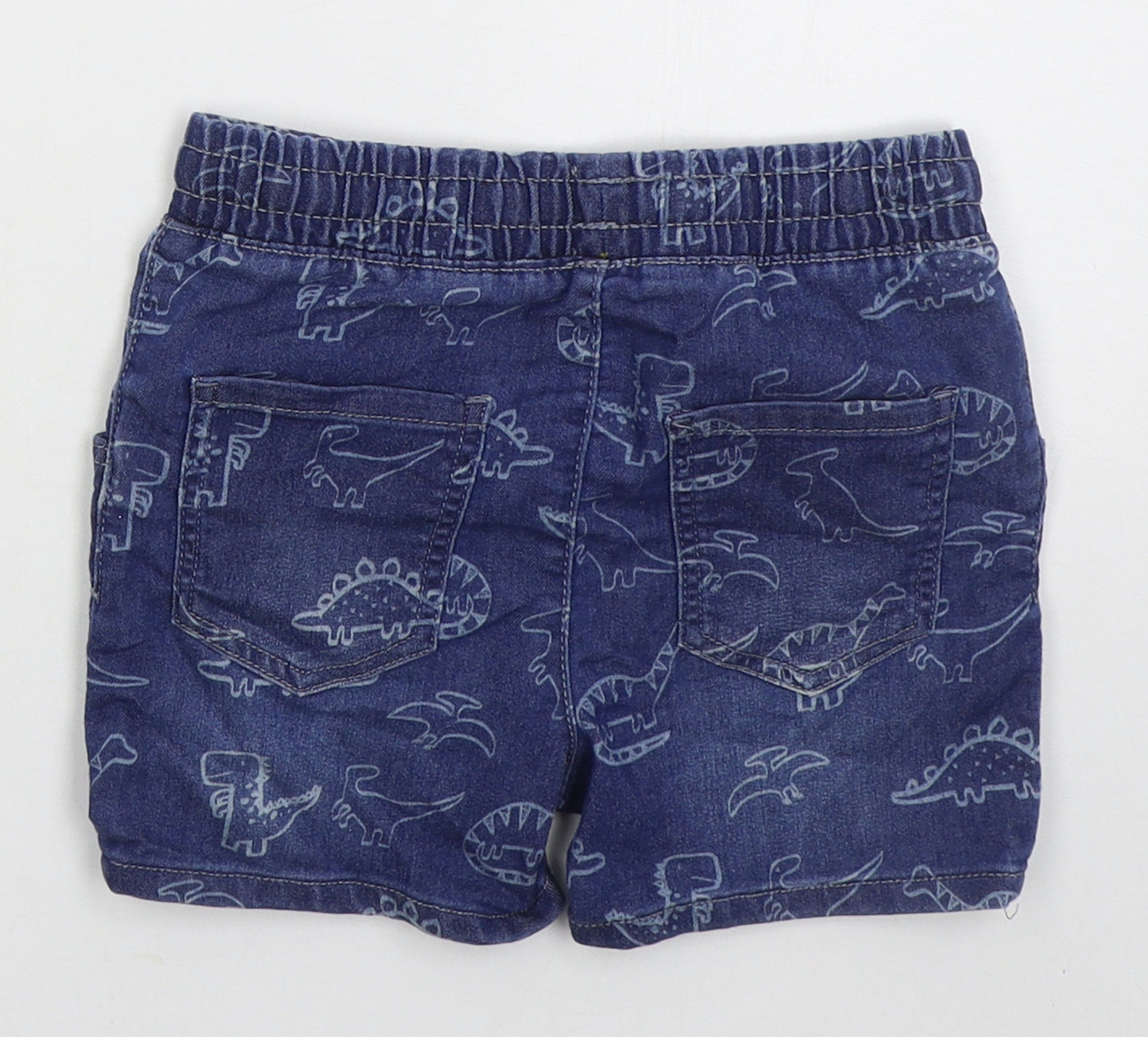 Matalan Boys Blue  Cotton Bermuda Shorts Size 4-5 Years  Regular Drawstring - Dinosaurs