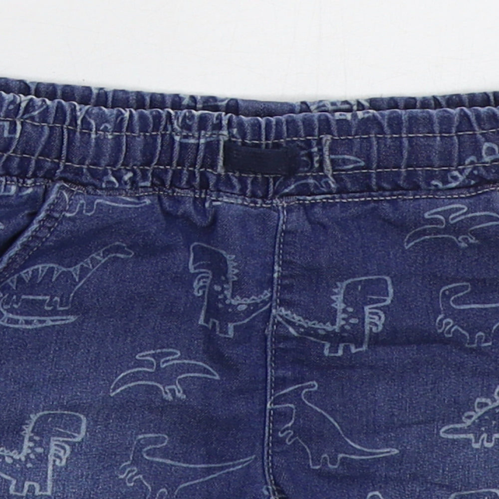 Matalan Boys Blue  Cotton Bermuda Shorts Size 4-5 Years  Regular Drawstring - Dinosaurs