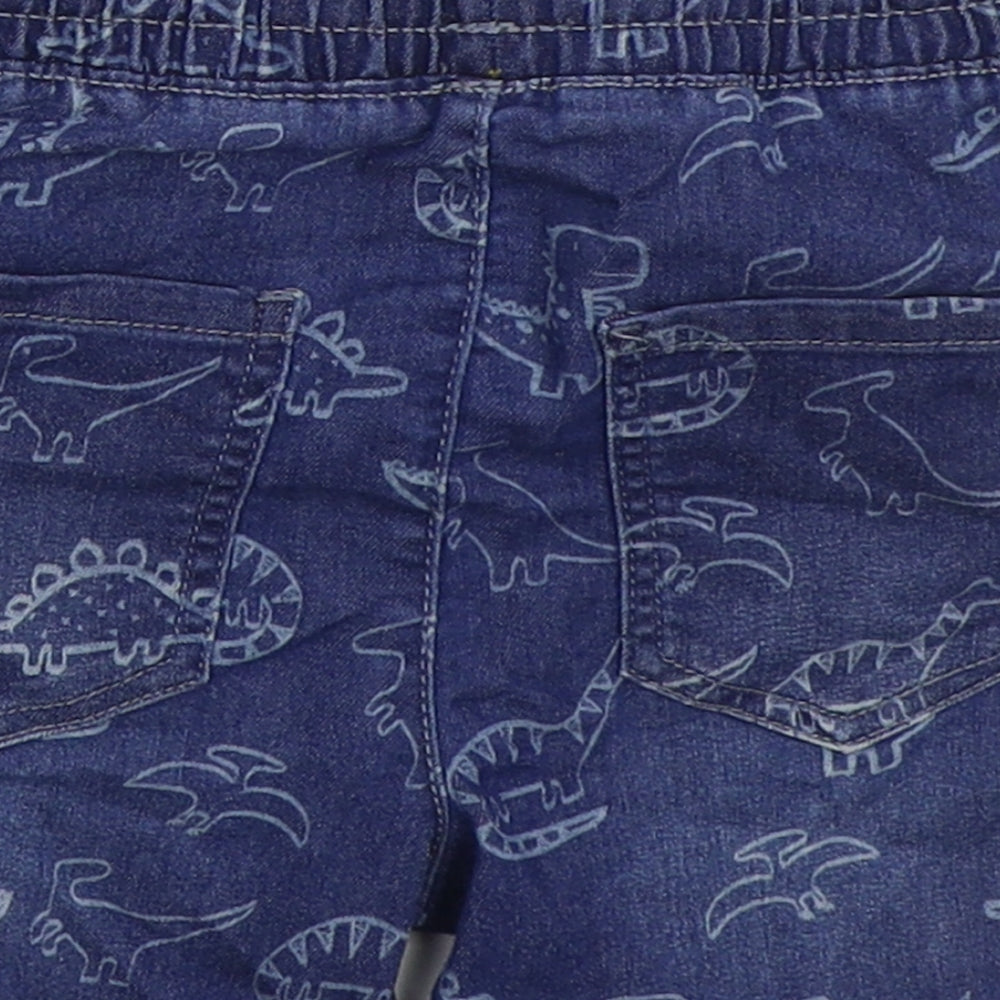 Matalan Boys Blue  Cotton Bermuda Shorts Size 4-5 Years  Regular Drawstring - Dinosaurs