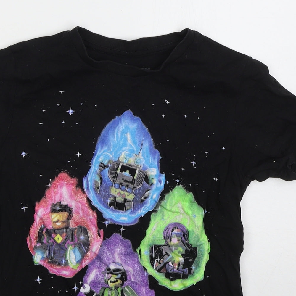 Preworn Boys Black  Cotton Basic T-Shirt Size 9-10 Years Crew Neck Pullover - Roblox