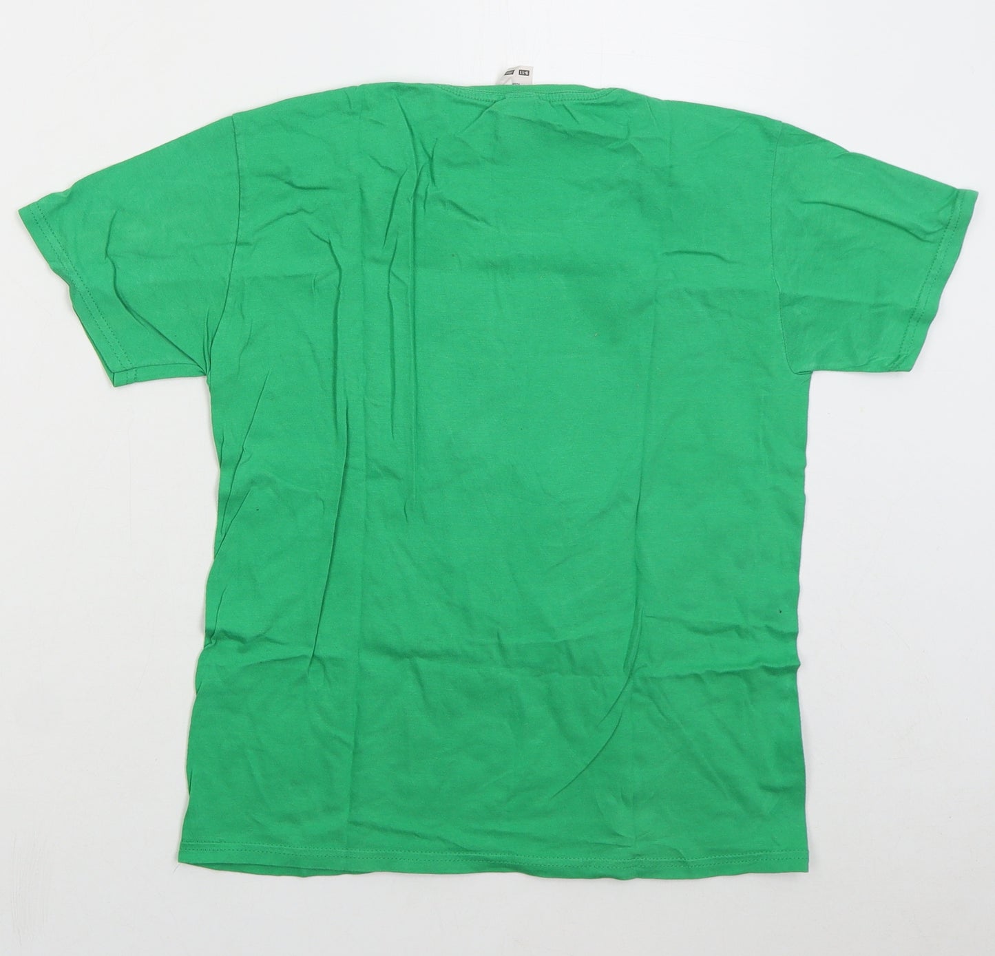 Fruit of the Loom Boys Green  Cotton Basic T-Shirt Size 9-10 Years Crew Neck Pullover - Mr Beast