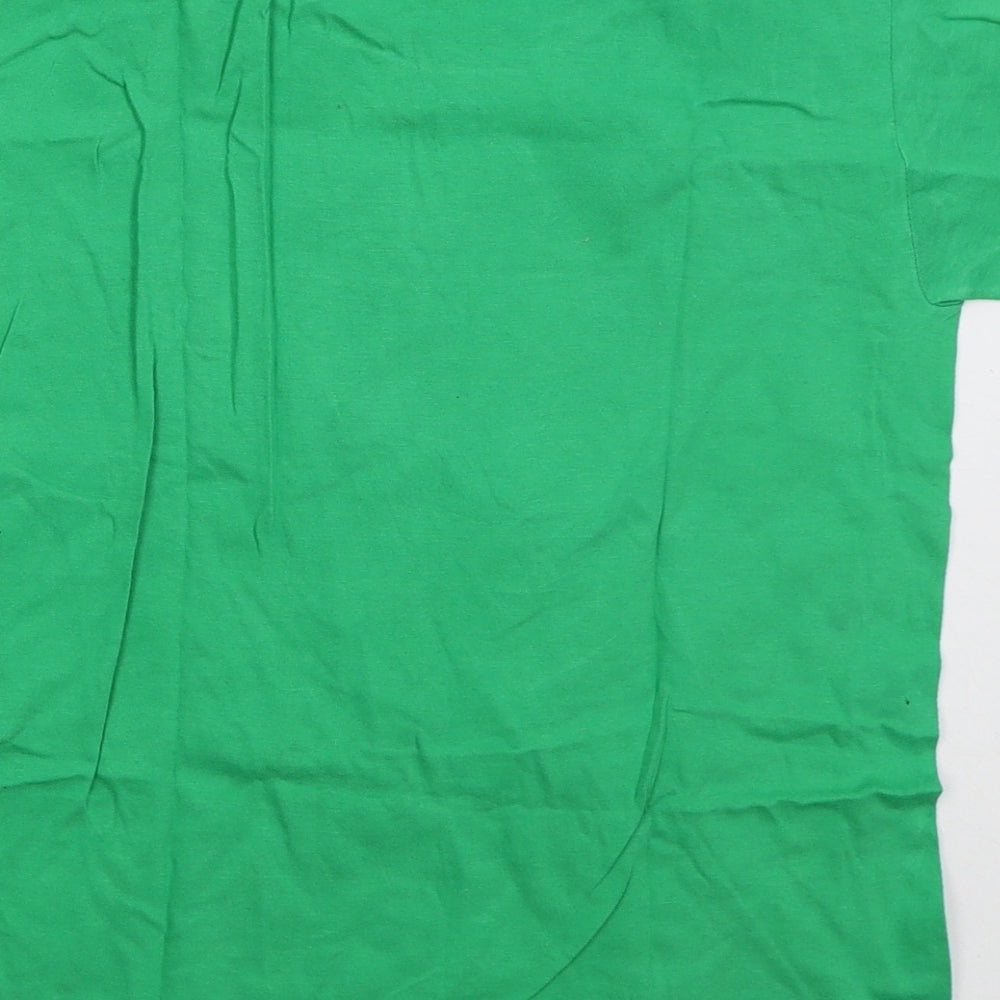 Fruit of the Loom Boys Green  Cotton Basic T-Shirt Size 9-10 Years Crew Neck Pullover - Mr Beast