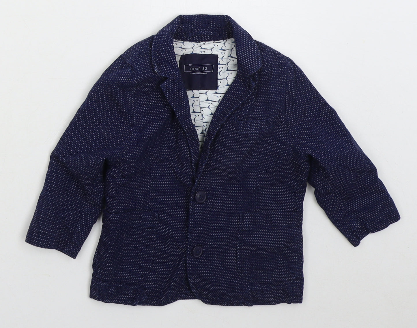 NEXT Boys Blue Polka Dot  Jacket  Size 12-18 Months   Button