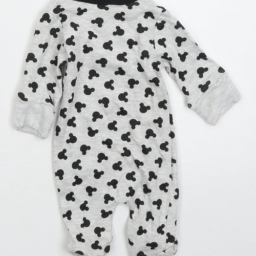 Pep&Co Baby Grey Solid Cotton Cami One Piece Size Newborn  Button - Mickey Mouse