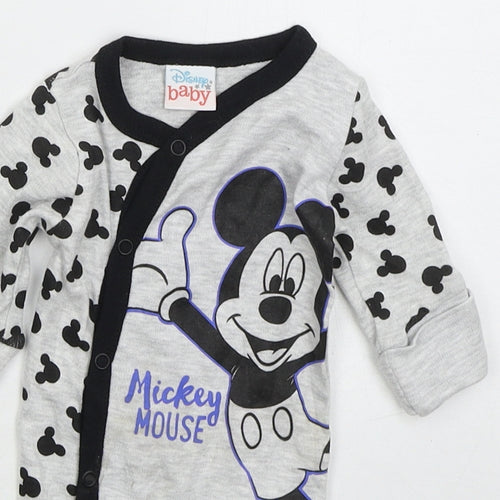 Pep&Co Baby Grey Solid Cotton Cami One Piece Size Newborn  Button - Mickey Mouse