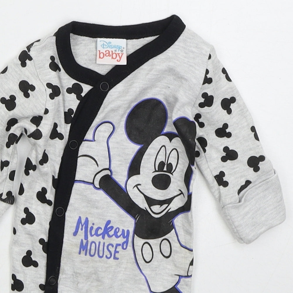 Pep&Co Baby Grey Solid Cotton Cami One Piece Size Newborn  Button - Mickey Mouse