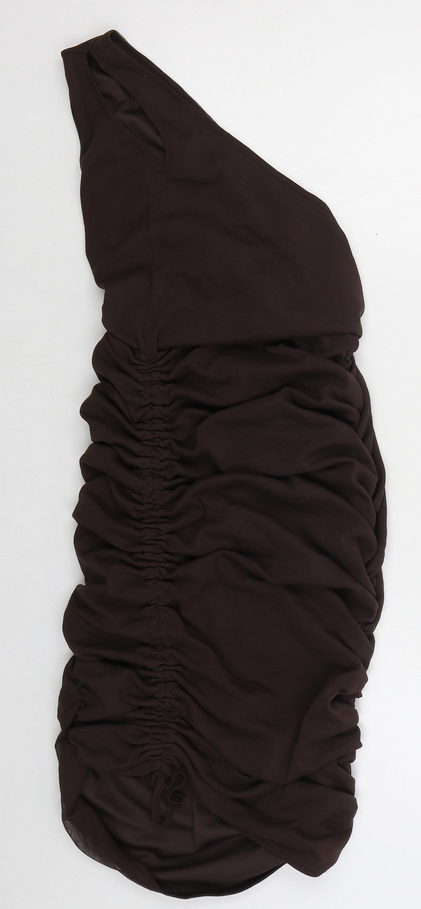 I SAW IT FIRST Womens Brown  Polyester Mini  Size 12  One Shoulder Pullover