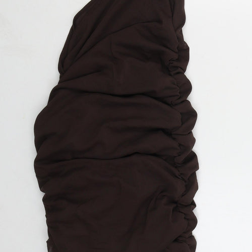 I SAW IT FIRST Womens Brown  Polyester Mini  Size 12  One Shoulder Pullover