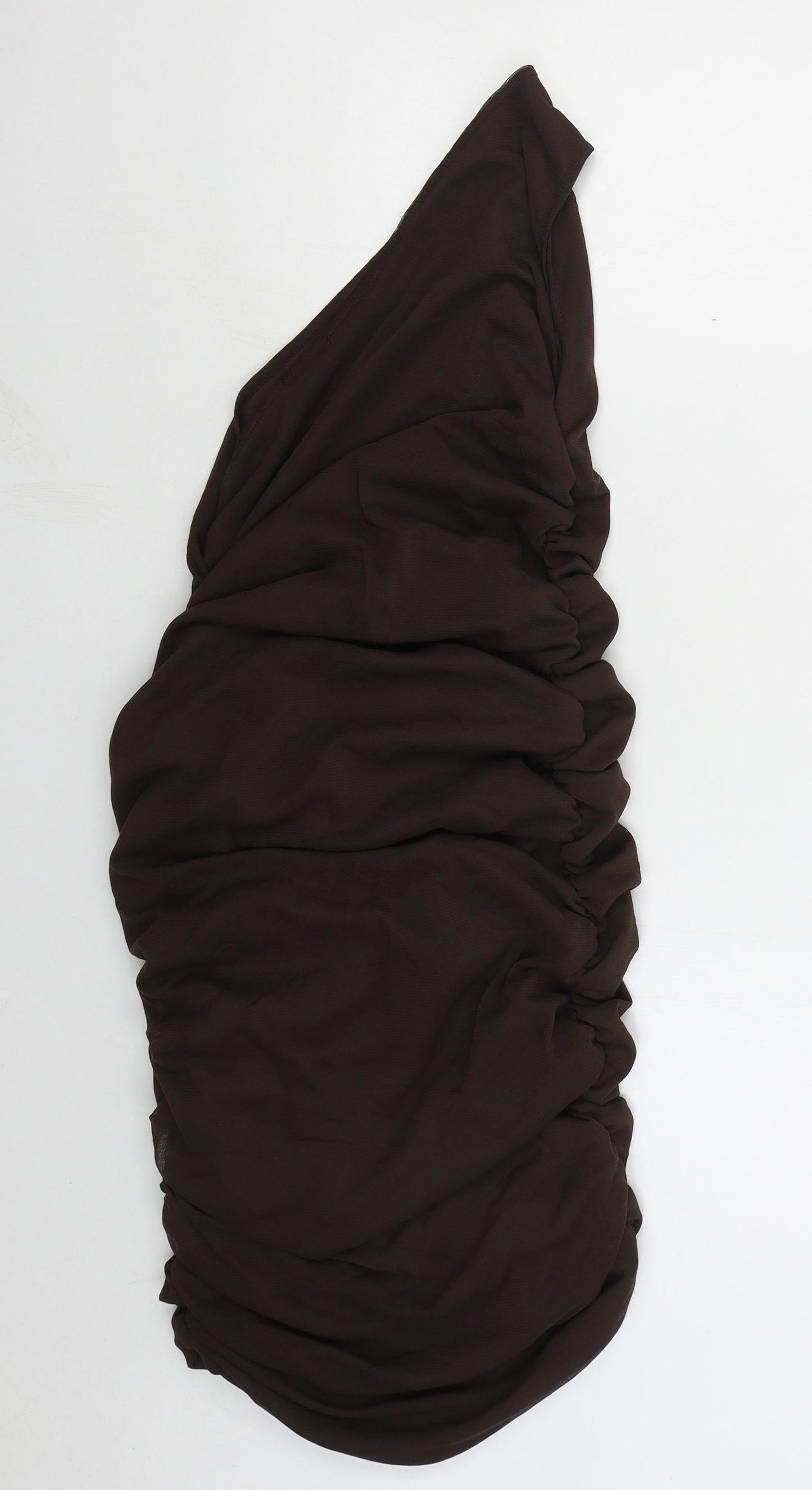 I SAW IT FIRST Womens Brown  Polyester Mini  Size 12  One Shoulder Pullover