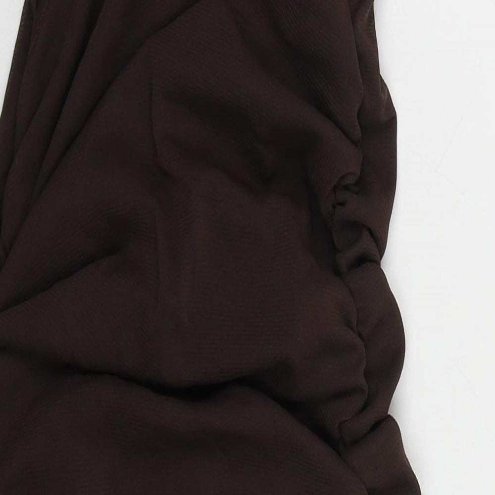 I SAW IT FIRST Womens Brown  Polyester Mini  Size 12  One Shoulder Pullover