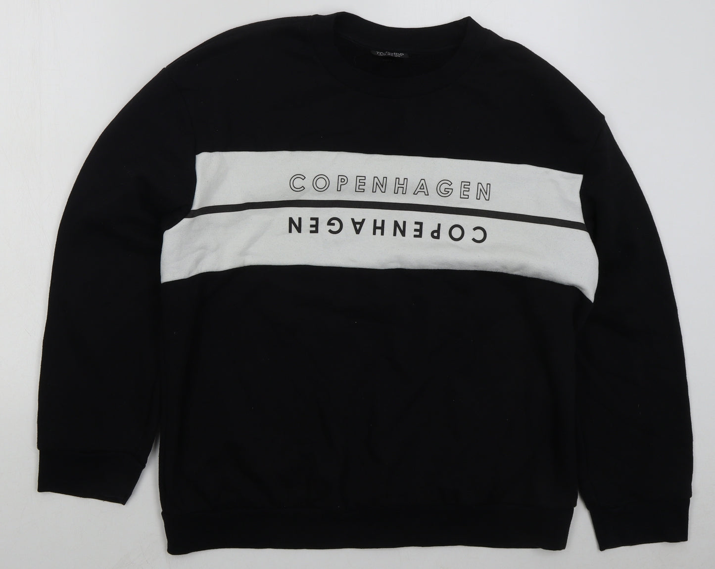 Topshop Womens Black  Cotton Pullover Sweatshirt Size 14  Pullover - Copenhagen