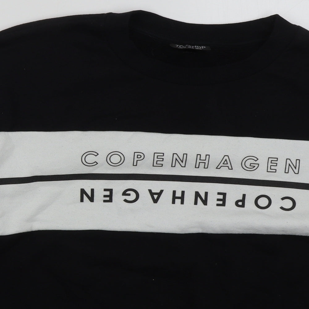 Topshop Womens Black  Cotton Pullover Sweatshirt Size 14  Pullover - Copenhagen