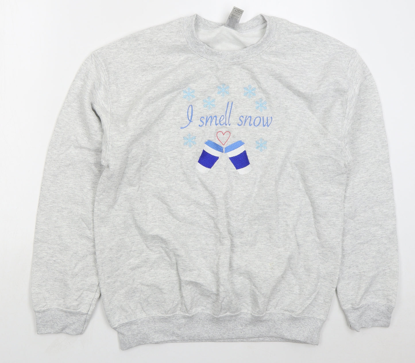 Gildan Womens Grey  Cotton Pullover Sweatshirt Size M  Pullover - I Smell Snow