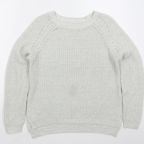 Matalan Womens Grey Crew Neck  Acrylic Pullover Jumper Size M