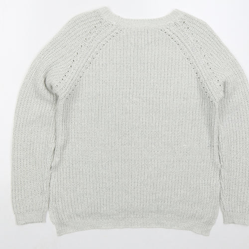 Matalan Womens Grey Crew Neck  Acrylic Pullover Jumper Size M