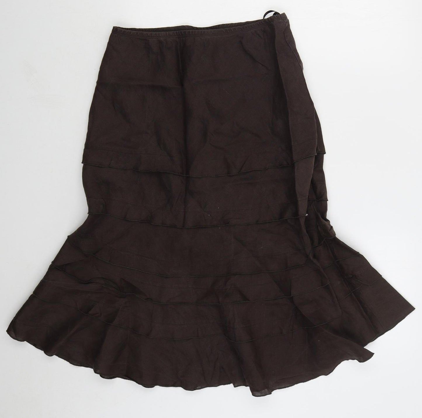 Wallis Womens Brown  Viscose Flare Skirt Size 10   Zip