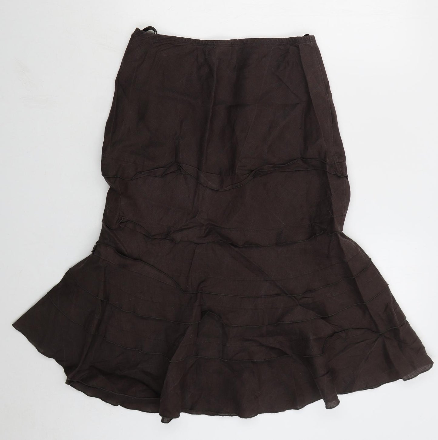 Wallis Womens Brown  Viscose Flare Skirt Size 10   Zip