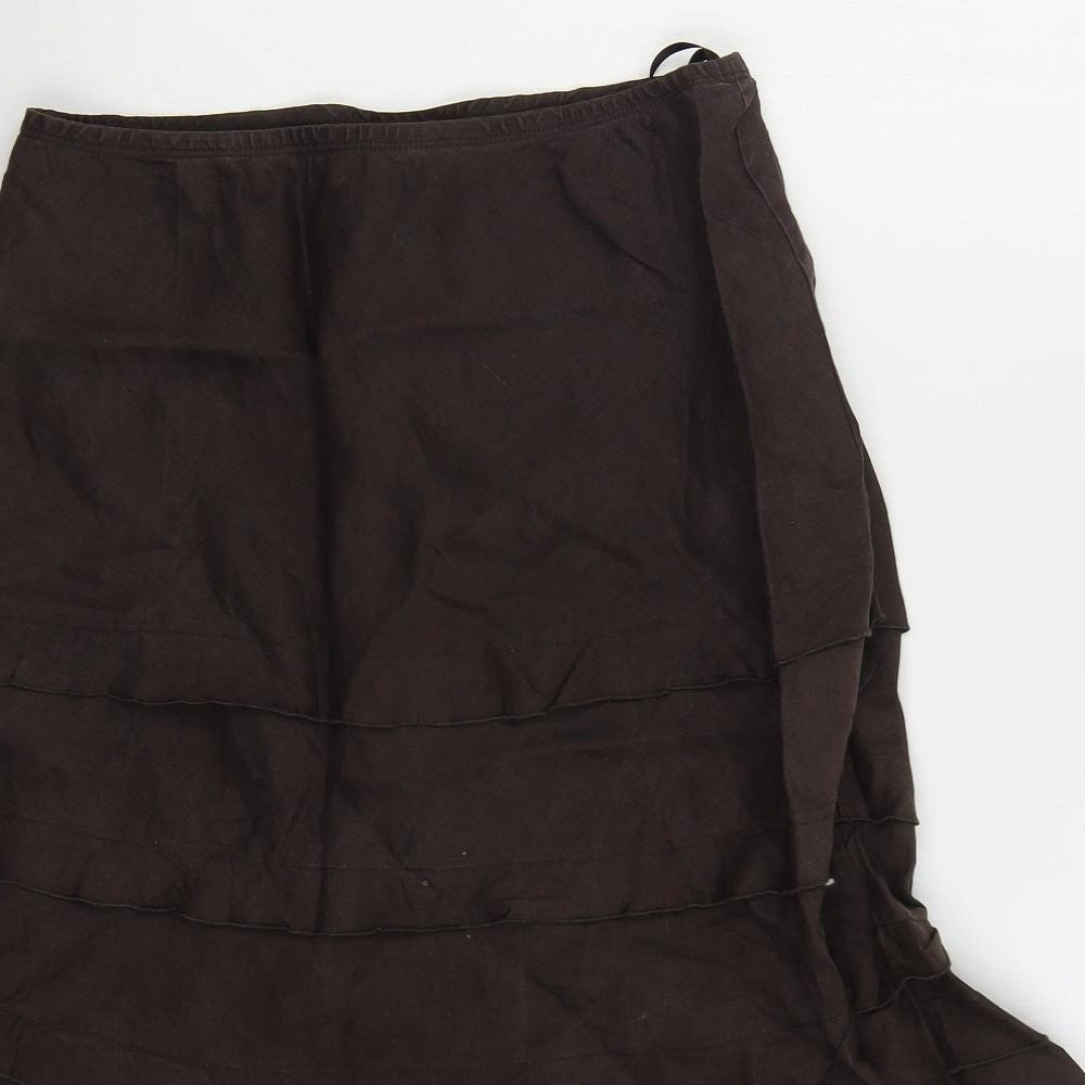 Wallis Womens Brown  Viscose Flare Skirt Size 10   Zip