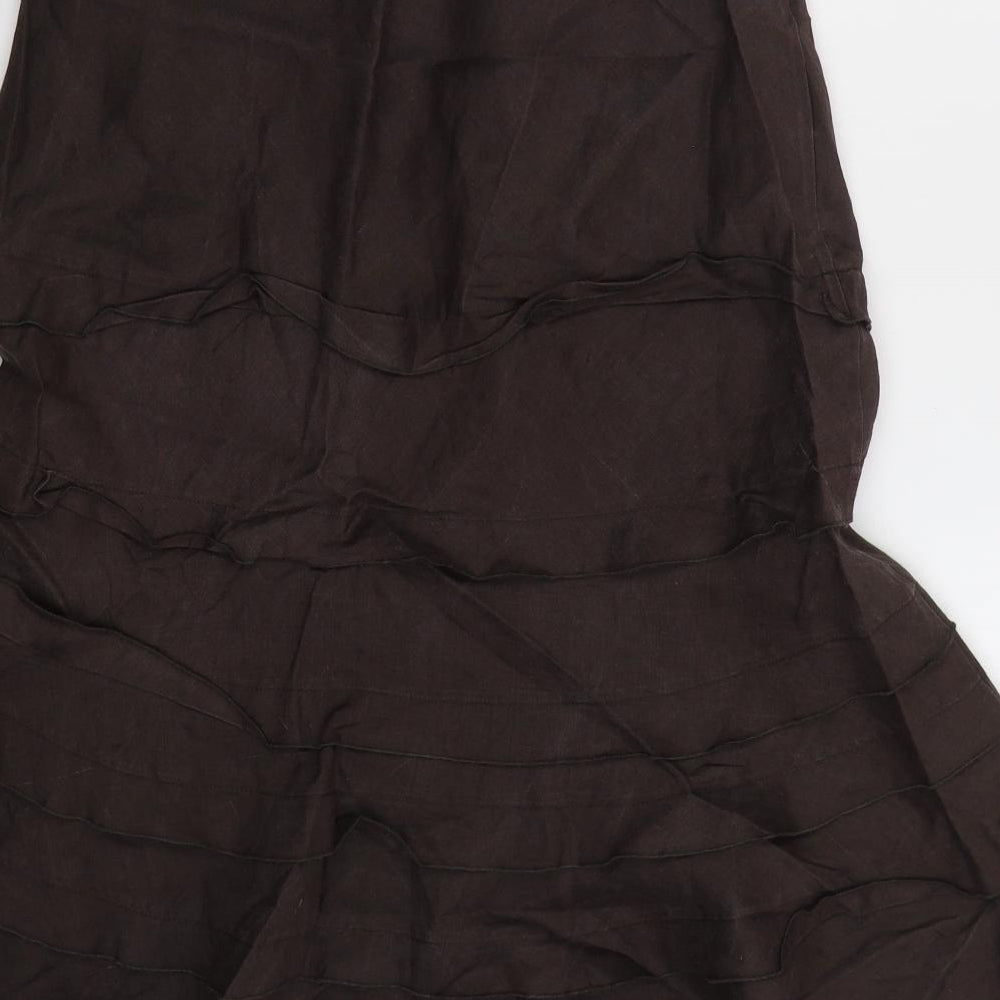 Wallis Womens Brown  Viscose Flare Skirt Size 10   Zip