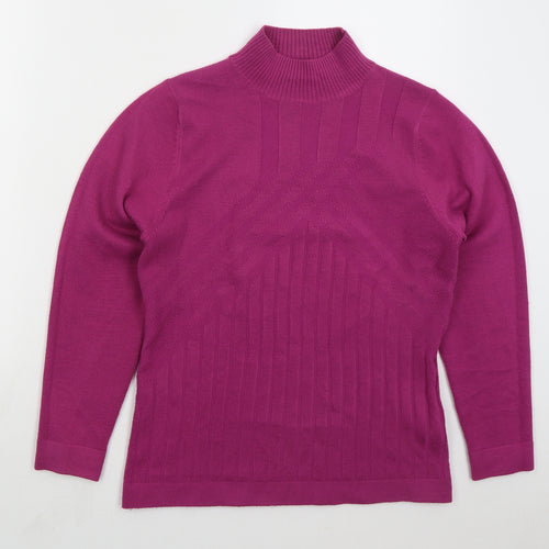 Fabrizio Womens Pink Mock Neck  Acrylic Pullover Jumper Size M