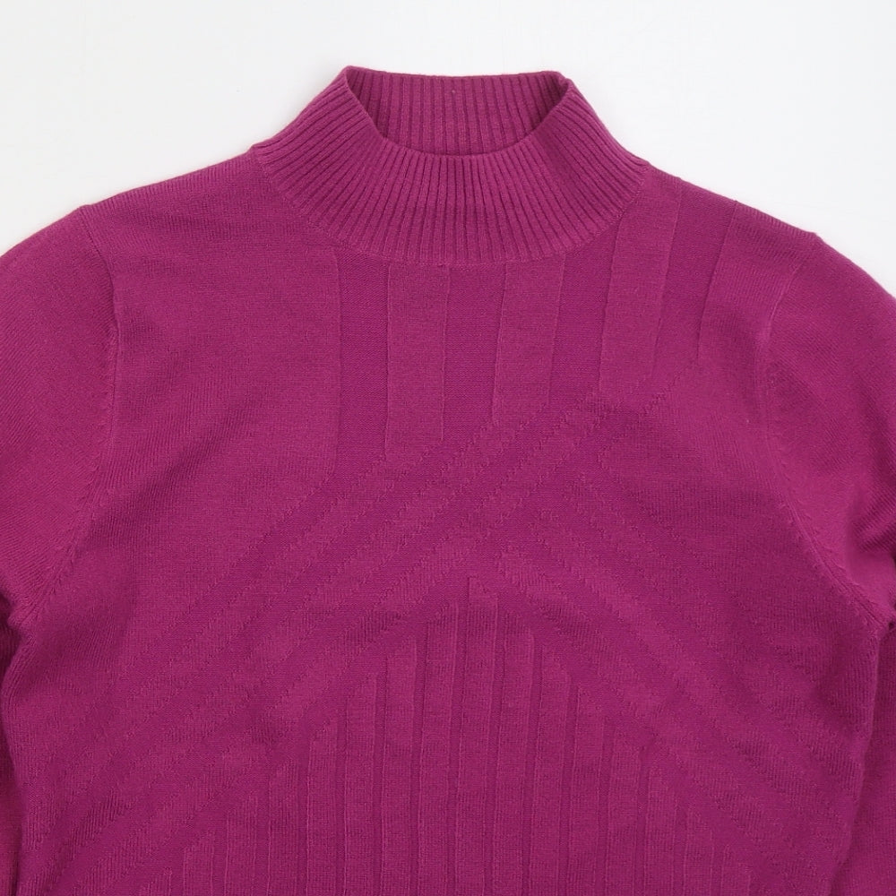 Fabrizio Womens Pink Mock Neck  Acrylic Pullover Jumper Size M