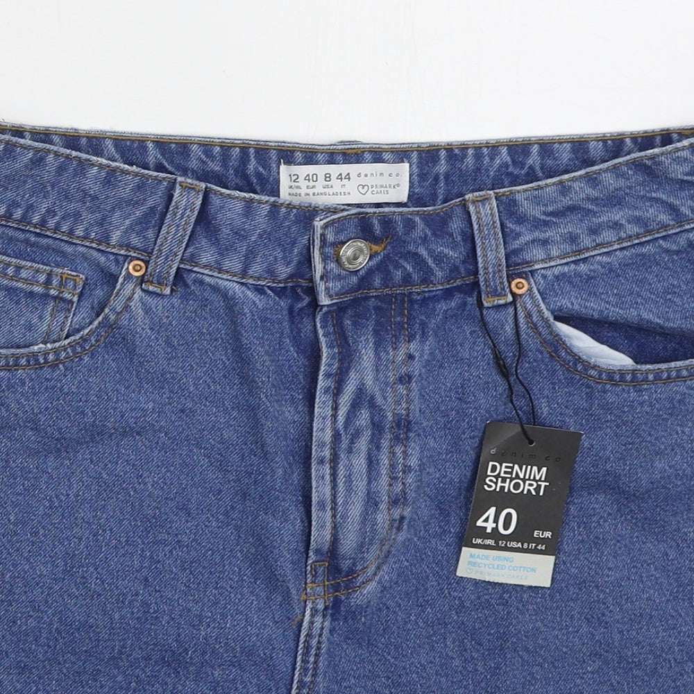 Denim Co Womens Blue  Cotton Cut-Off Shorts Size 12 L5 in Regular Button