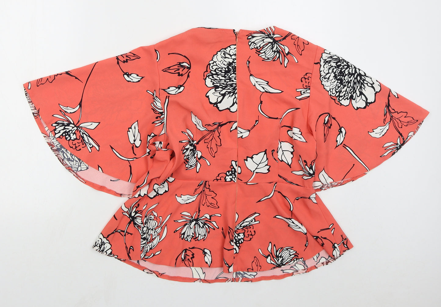 AX Paris Womens Pink Floral Polyester Basic Blouse Size 10 Round Neck