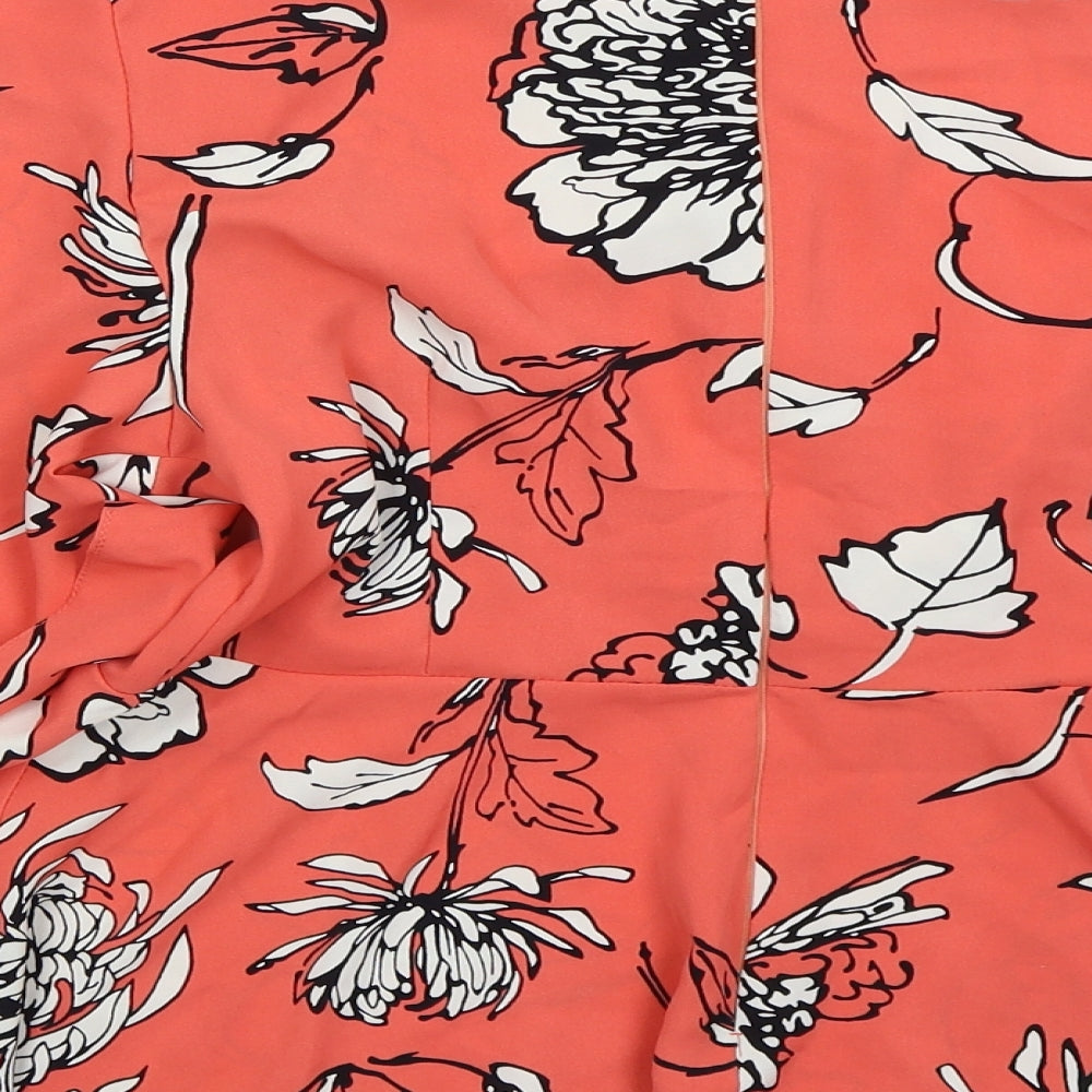 AX Paris Womens Pink Floral Polyester Basic Blouse Size 10 Round Neck