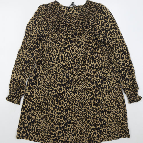 NEXT Womens Brown Animal Print Viscose Sheath  Size 10  Round Neck Pullover