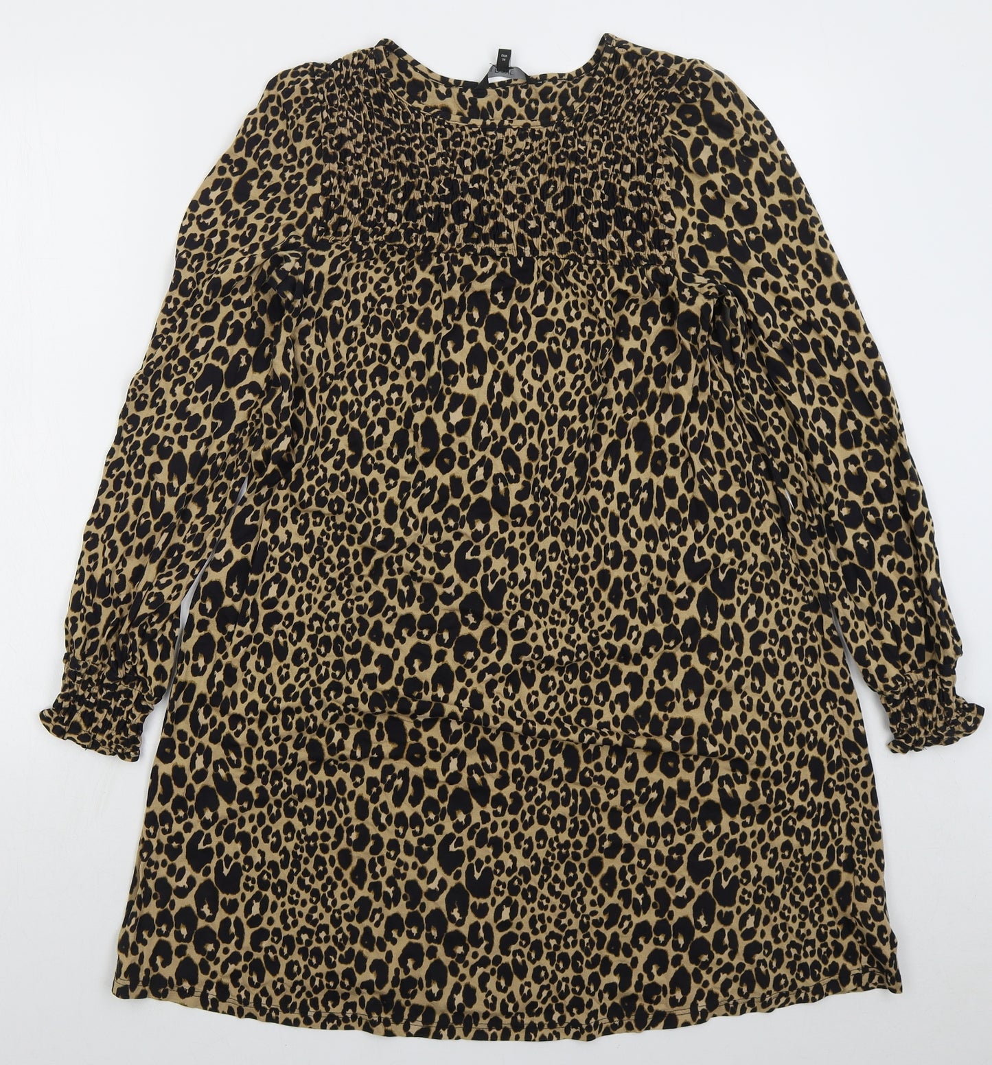 NEXT Womens Brown Animal Print Viscose Sheath  Size 10  Round Neck Pullover