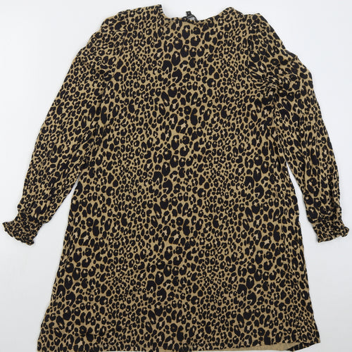 NEXT Womens Brown Animal Print Viscose Sheath  Size 10  Round Neck Pullover