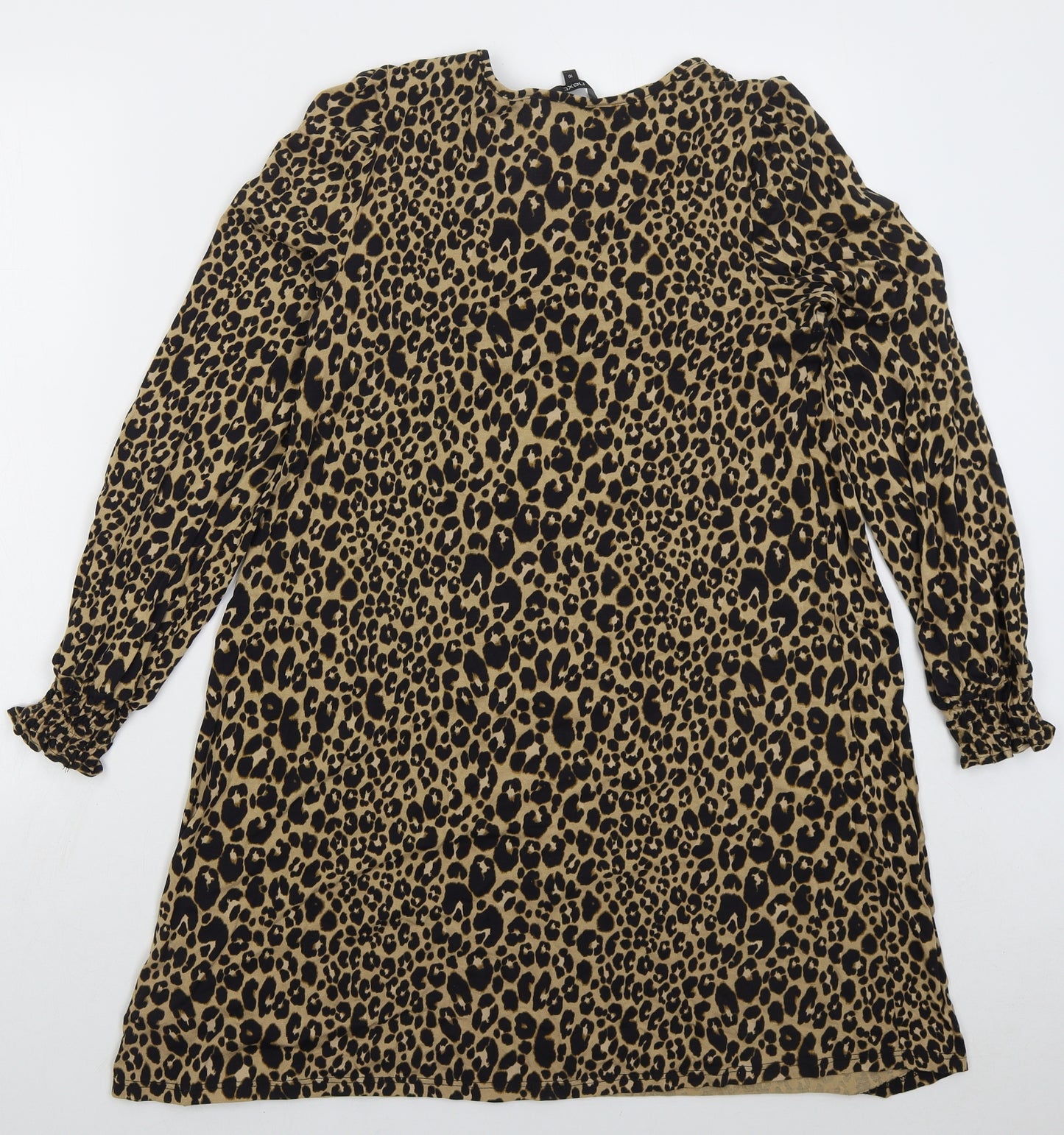NEXT Womens Brown Animal Print Viscose Sheath  Size 10  Round Neck Pullover