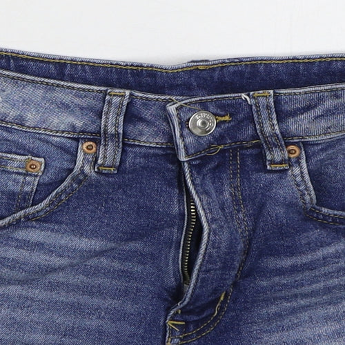 H&M Womens Blue  Cotton Cut-Off Shorts Size 8  Regular Button