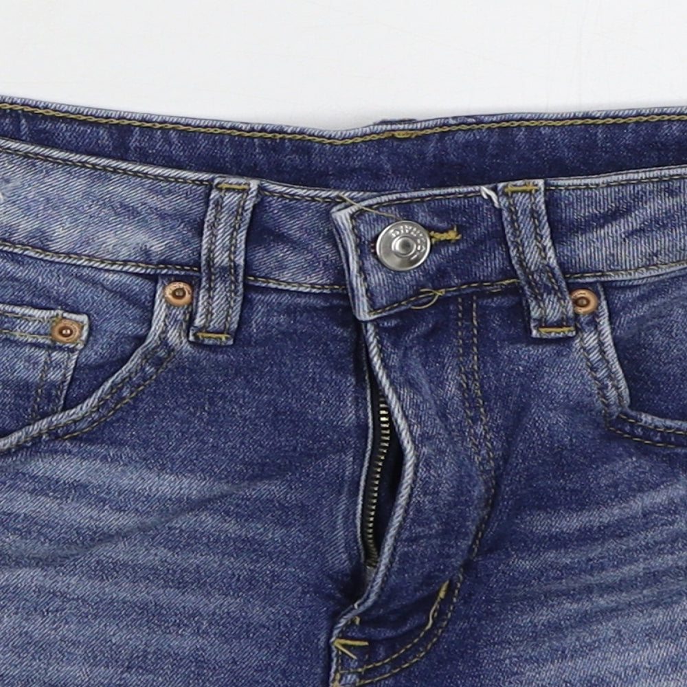 H&M Womens Blue  Cotton Cut-Off Shorts Size 8  Regular Button