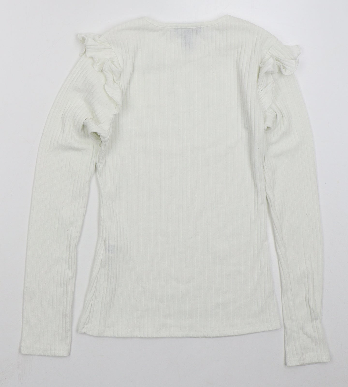 New Look Womens White Crew Neck  Polyester Pullover Jumper Size 10