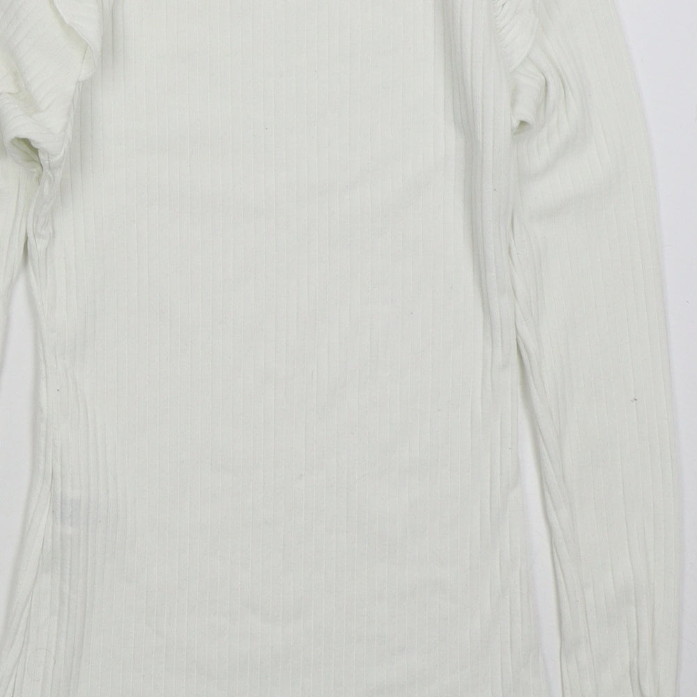 New Look Womens White Crew Neck  Polyester Pullover Jumper Size 10