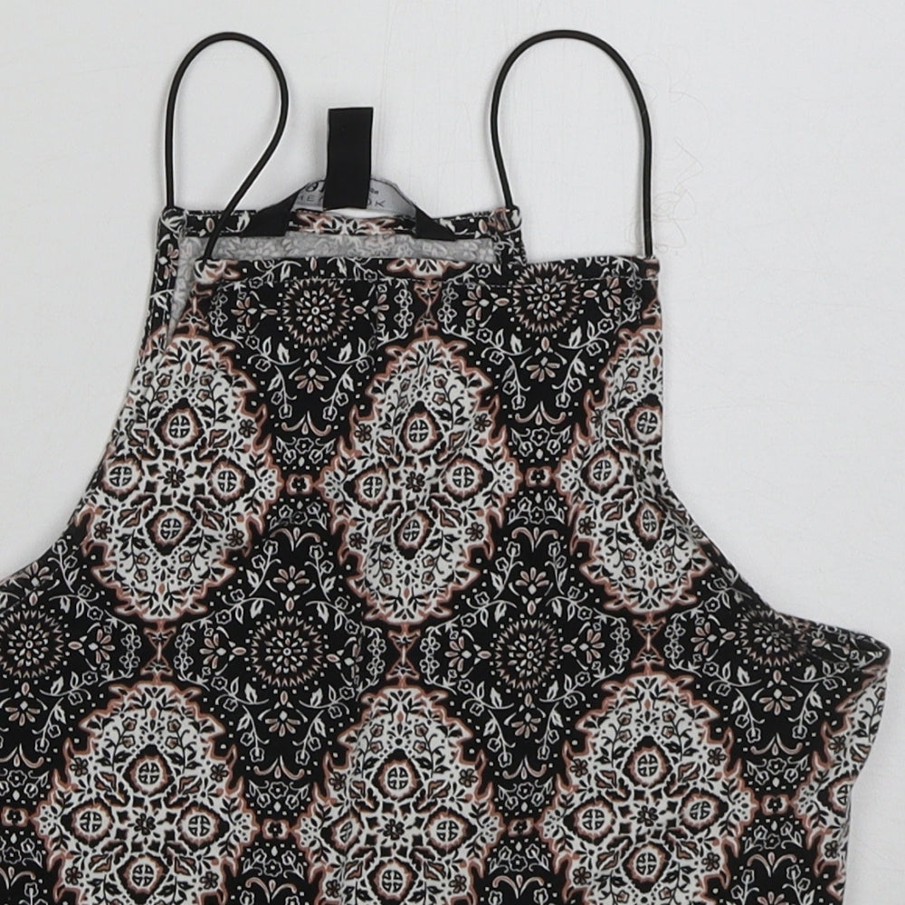 New Look Girls Black Geometric Cotton Cropped Tank Size 12-13 Years Halter Pullover