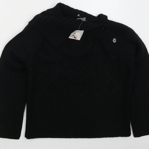 XE Womens Black Collared  Acrylic Pullover Jumper Size 16